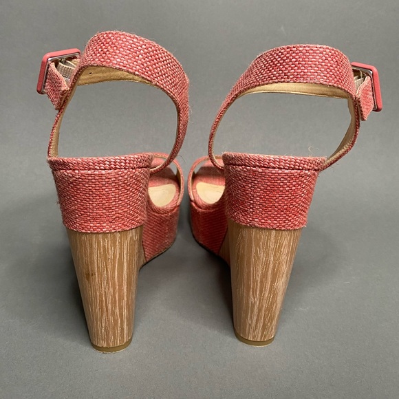 Jimmy Choo Pink Nico Woven Raffia Wood Wedge - Picture 5 of 8